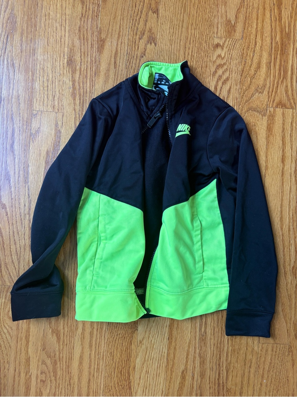 Nike Black and Neon Yellow Kids Zip Jacket